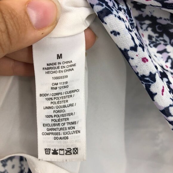 Dynamite Navy and White Floral Mini Flare Skirt fully lined size Medium - Picture 6 of 16